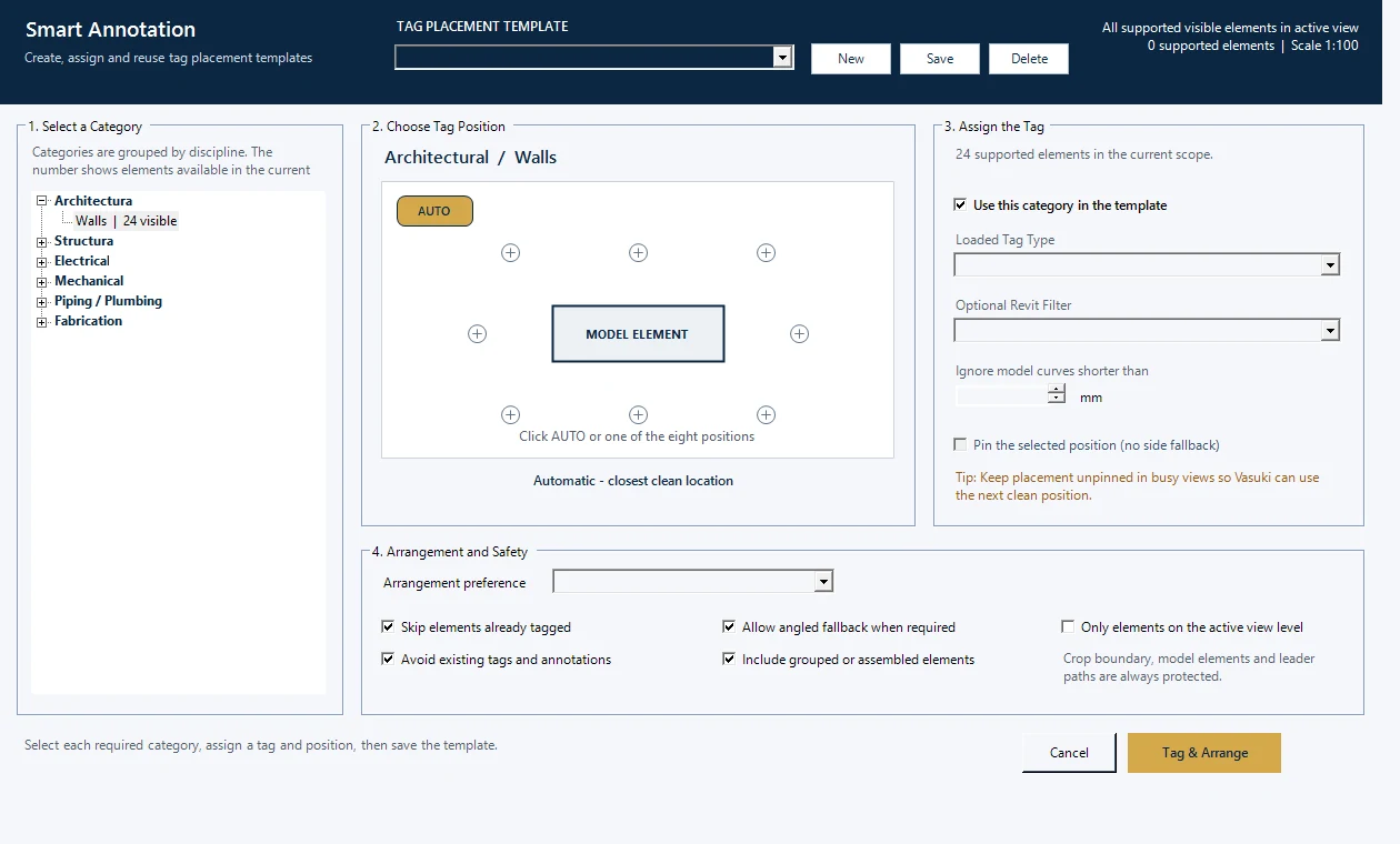 Vasuki Revit Smart Annotation template workspace